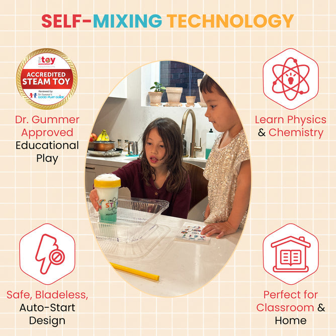 STEM Magic Mixer® is designed for children ages 4–7 who are beginning to explore science, technology, engineering, and mathematics concepts.